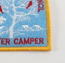 Vintage Sam Houston Winter Camper Blue Felt Yellow BSA Boy Scouts Camp Patch - £9.17 GBP