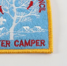 Vintage Sam Houston Winter Camper Blue Felt Yellow BSA Boy Scouts Camp Patch - £8.74 GBP