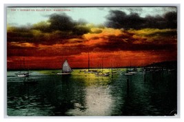 Sunset on Elliott Bay Seattle Washington WA UNP DB Postcard T1 - $5.89