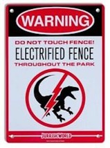 Jurassic World Electrified Raptor Fence Tin Litho Warning Sign LootCrate... - $11.87