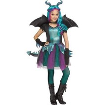 Girls Dark Dragon Purple Dress, Wings Headband 6 Pc Halloween Costume-size 12/14 - £27.69 GBP