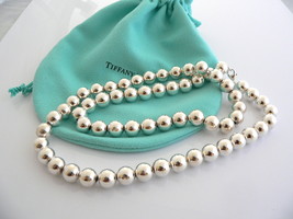 Tiffany &amp; Co Silver 10 MM Ball Bead Necklace 30 Inch Chain Rare Gift Pouch Love - £1,134.71 GBP