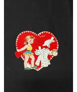 1950s Paper Doll Girl &amp; Pajamas Valentines Card Diecut Cutouts NEW OLD S... - $13.36 CAD