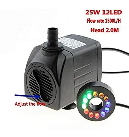 Water Fountain 5W 7W 25W High Pump with 12 LED Lights Cord for Aquarium Fountain - £158.17 GBP