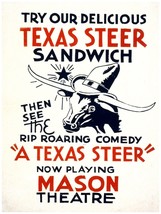 2634.Mason Theater &#39;A Texas steer&quot; comedy vintage 18x24 Poster.Decorative Art. - £21.97 GBP