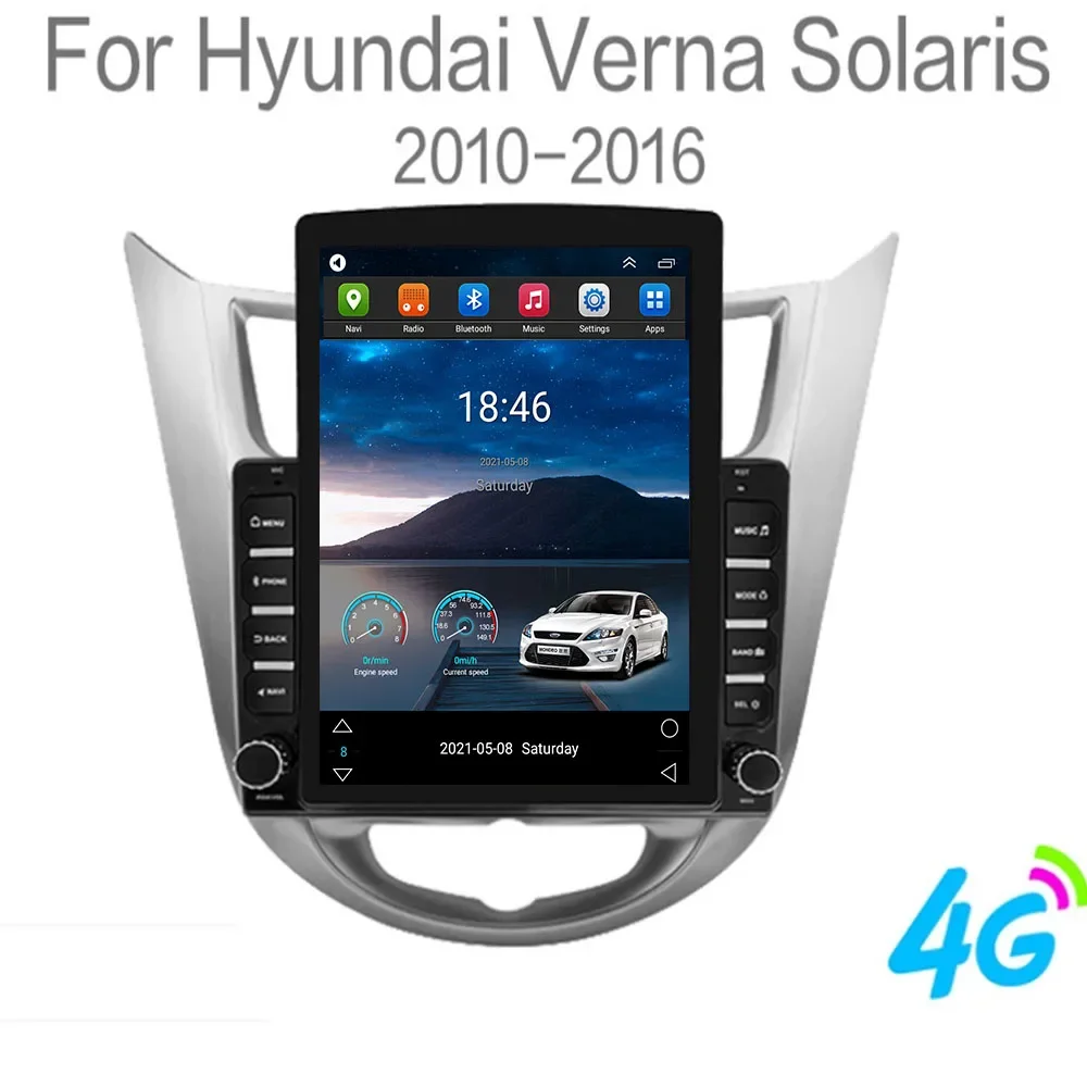 For Tesla Style 2Din Android 13 Car Radio For Hyundai Solaris Accent Verna - £258.67 GBP+