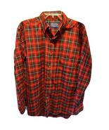 Pendleton Sir Men’s M Red green Plaid Long Sleeve Button Down Wool Shirt - £40.68 GBP