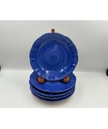 Set of 5 Vietri Italy Pottery Blue Salad Plates - $164.62 CAD