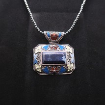 Lapis Lazuli? Pendant Necklace Stainless Steel Blue Hematite - £18.50 GBP