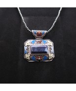 Lapis Lazuli? Pendant Necklace Stainless Steel Blue Hematite - £18.21 GBP