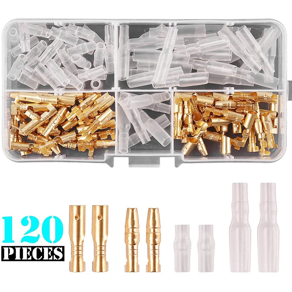 120PCS 3.5mm Bullet Connectors Kit Brass Bullet Male &amp; Female Wire Termi... - £11.03 GBP+