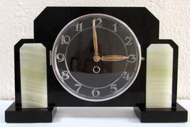 French Art Deco 1930s MARTI Marble and Onyx Clock - $158.40