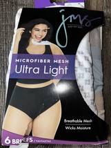 Just My Size ~ Women&#39;s Brief Underwear Panties 6-Pair Polyester Ultra Light ~ 9 - £18.69 GBP