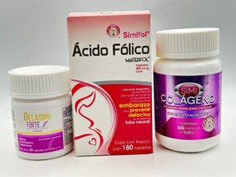 3 Pack  GELASIMI FORTE + SIMICOLAGENO Oral + ACIDO FOLICO  +  Free Shipping - $38.75