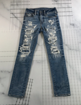 American Eagle Jeans Damen 26x28 Skinny Blau Mid-Rise Gerades Bein Distr... - $24.73