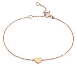 Heart Shape Petite Heart Bracelet 7&quot; Bracelet 14K Rose Gold Finish  - £80.49 GBP