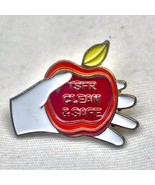 TSFR Clean &amp; Safe Pin Gold Tone Enamel Apple In Hand - $9.95