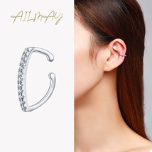 Ailmay Hot Sale 925 Silver Simple Ear Clip Earring Sparkling CZ  personality Exq - £8.63 GBP