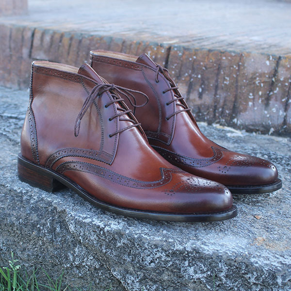 NEW Handmade Elegant Luxury Leather Boots, Burgundy brogue Boot, Dress Leather B