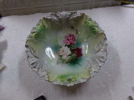 Antique Royal Bayreuth Bavaria Large Embossed Serving Bowl Roses Design Gold - £55.60 GBP