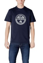 Napapijri Men T-Shirt Blue Short Sleeve Designer Logo Tee 2025 Collection - $59.93 CAD