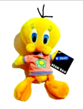 Warner Bros Tweety Bird Bean Bag Mini Plush Flower Shirt Tush Tag Label ... - $18.97