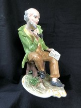 Antico Tedesco Porcellana Figurina. Vecchio Man Con Tubo E Libro Marchio Fondo - £117.21 GBP