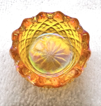 Vintage Tangerine Orange Yellow Carnival Glass Open Salt Dip 1 5/8 W x 7... - $300.71 MXN