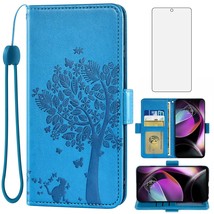 Compatible With Motorola Moto G 5G 2022 Wallet Case And Tempered Glass S... - £20.35 GBP