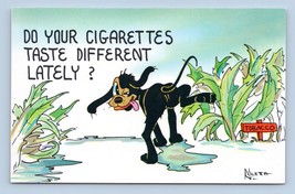 Comic Dog Peeing on Tobacco Cigarettes Taste DIfferent UNP Chrome Postca... - $2.92