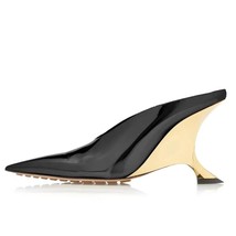 Women&#39;s Gold Designer Pointed Heel Sandals - $44.08