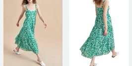 La Ligne Gathered Printed Cotton/Silk Blend Sleeveless Midi Dress Pocket... - £157.38 GBP