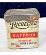 Tiny Richelieu Saffron Spine Tin Paper Over Metal Label Sprague Warner 1... - £7.48 GBP