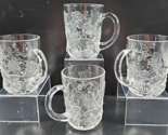4 Cristal D&#39;Arques Durand Mallory Mugs Set Clear Fruit Leaves Embossed C... - £28.80 GBP