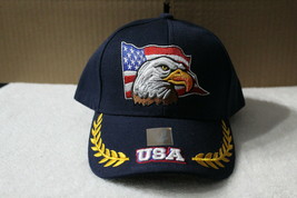 Bald Eagle Head American Flag Usa America Baseball Cap ( Dark Blue ) - £9.96 GBP