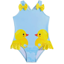 Rubber Duck 1pc Swimwear Bowknot Ruffled Bathing Swimsuit Criss-Cross Ba... - $14.00