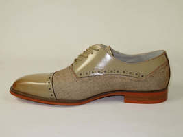 Men's Giovanni Shoes High Quality Leather/Fabric Cap Toe REED Natural Tan image 4