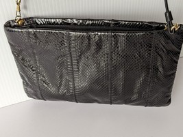 Vintage  Black Snakeskin Purse Shoulder Bag Clutch Evening Leather TJW M... - £19.52 GBP