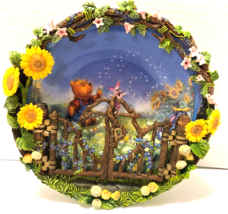 Bradford Pooh&#39;s Secret Garden 100 Acre Wishes Flower Framed Plate - $14.85
