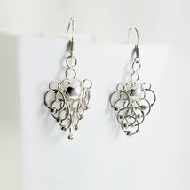 Circle Dangle Earrings - Mod Sterling Earrings - Silver Chandelier Earri... - $24.99