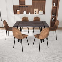 8-Piece Dining Set, 59&quot; Black MDF Table &amp; Suede Chairs - $658.99