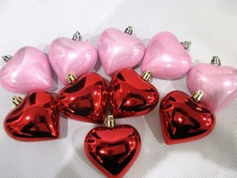 Christmas Valentines Day Pink Red Hearts 3&quot; GORGEOUS Ornaments Decor 10pc - £17.20 GBP