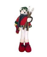 Christmas Ski Bear Heart Shaped Nose Free Standing Holding Snow Skis 22&quot;... - £23.23 GBP