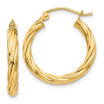 14K Yellow Gold Twisted Hoop Earrings Jewelry 22mm x 20mm - £131.58 GBP