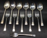 Vintage 1930s Dorianne 12-Piece Silverplate Tablespoon And Salad Fork - ... - $24.54