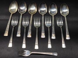 Vintage 1930s Dorianne 12-Piece Silverplate Tablespoon And Salad Fork - (6 Each) - $24.54