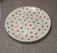 Vintage Christmas Theme Decoupage Plate Handmade ~10&quot; Candy Canes, Stars, Trees - £7.42 GBP