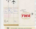 TWA Ticket Jacket &amp; Forms 1964 Athens Greece to Rome Italy  - £12.45 GBP