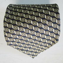 Brown &amp; Church Silk Twill Tie Op Art Regimental Stripe Modernist Cube Print - £14.83 GBP