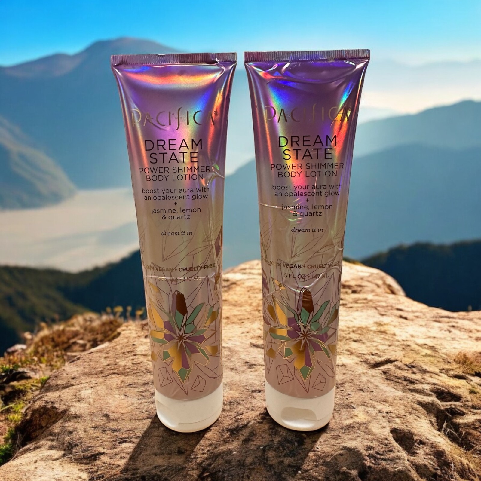 Pacifica DREAM STATE Powder Shimmer Body Lotion Jasmine Lemon Quartz 5 f... - $29.99